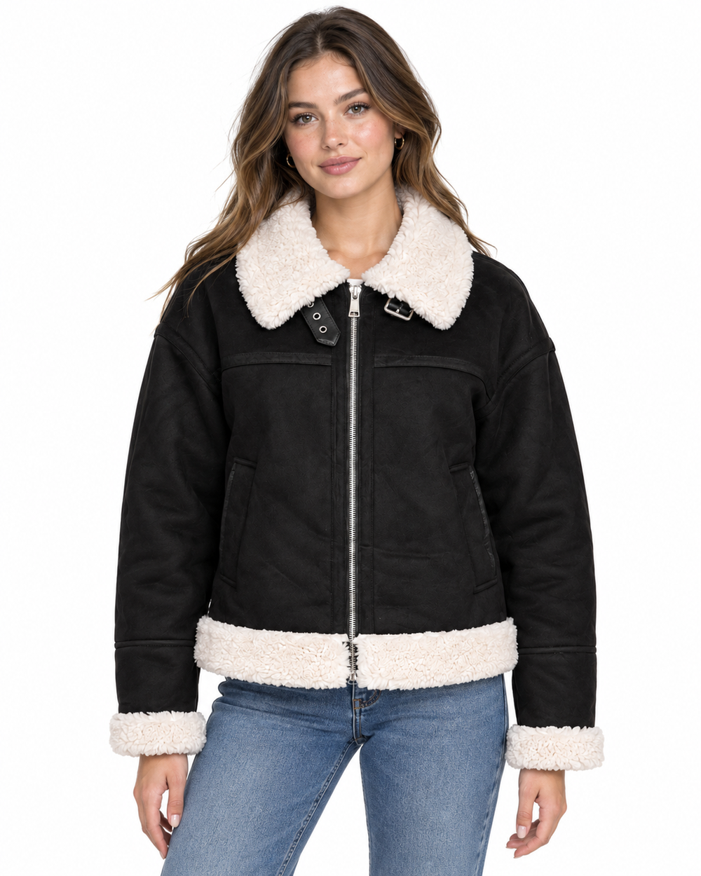 Dámský shearling kabát - 11Z8235 Camel