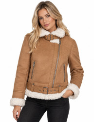 Dámský shearling kabát - 11Z8235 Camel