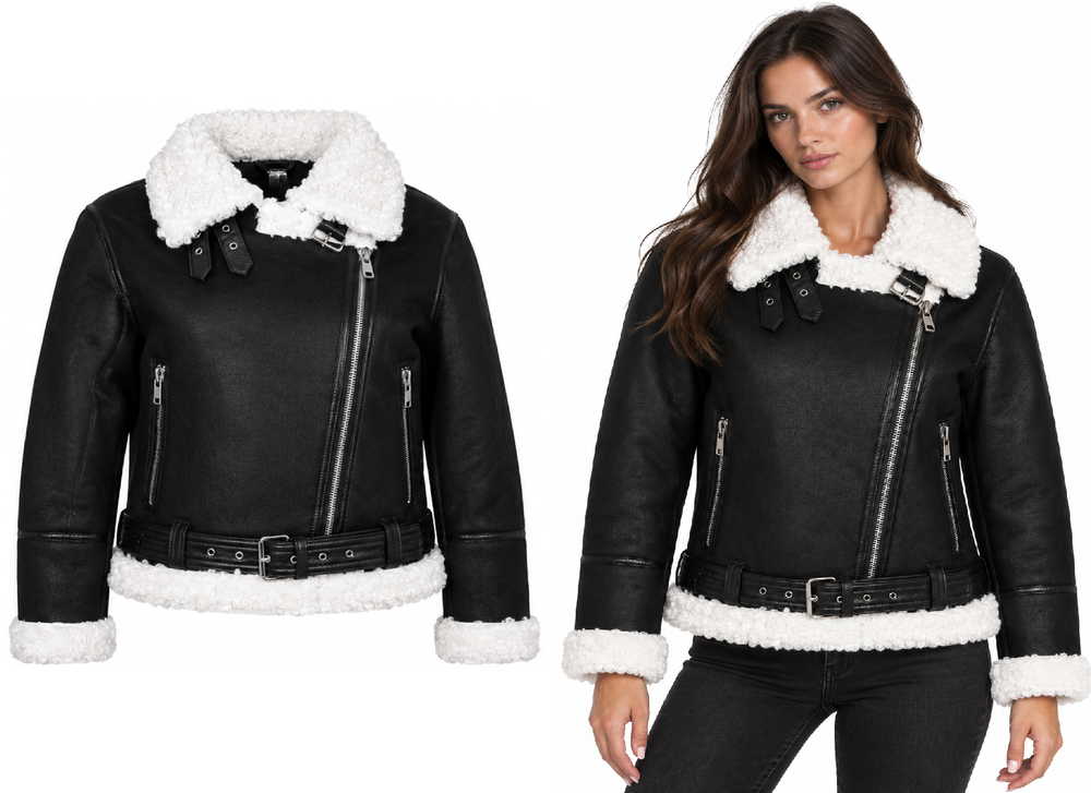 Dámský shearling kabát - velbloud