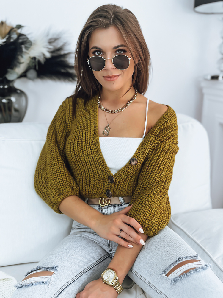 Dámský svetr na knoflíky NUTI Barva hořčicová DSTREET