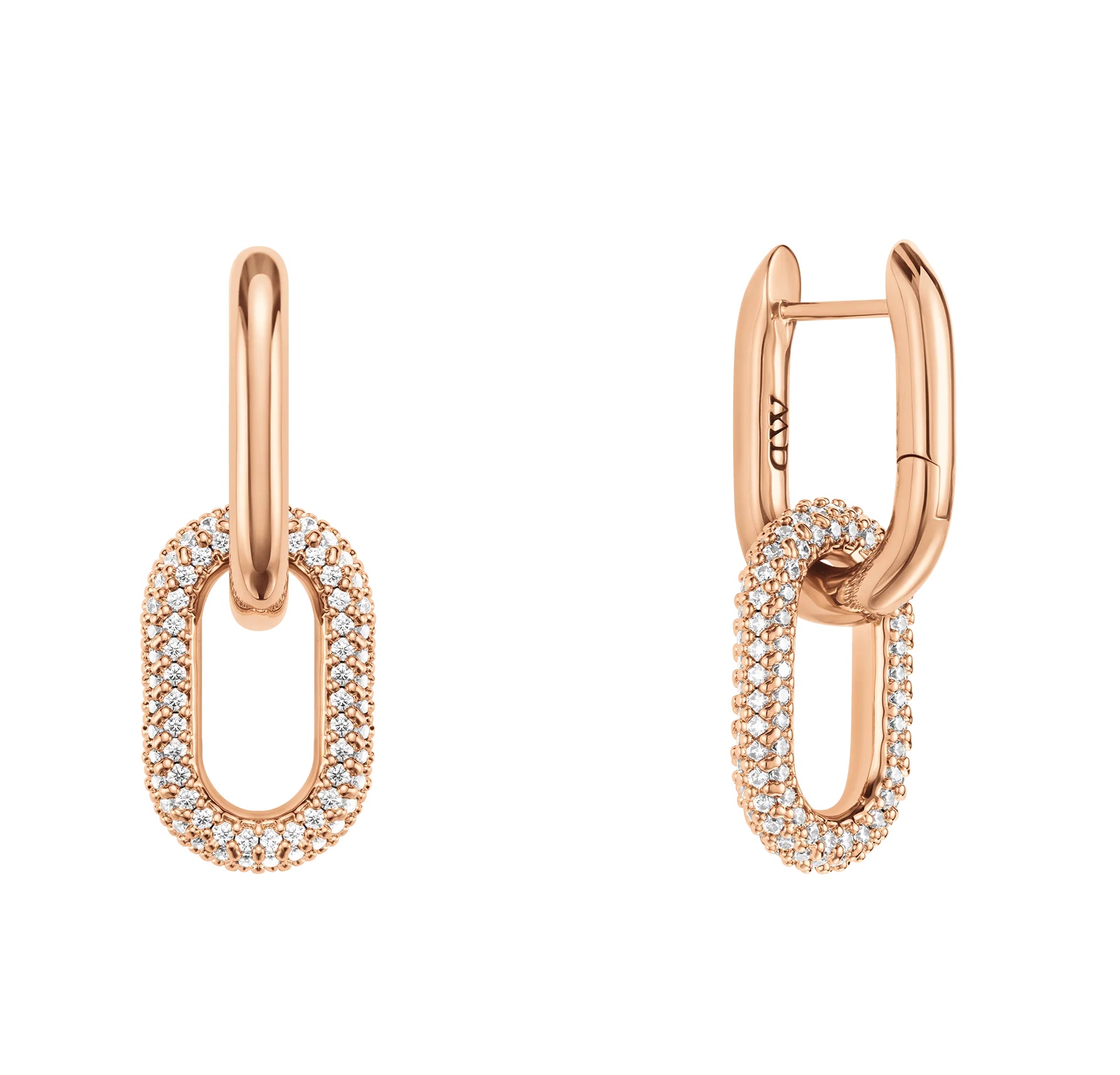 Daniel Wellington Třpytivé bronzové náušnice 2v1 Crystal Link DW00400576