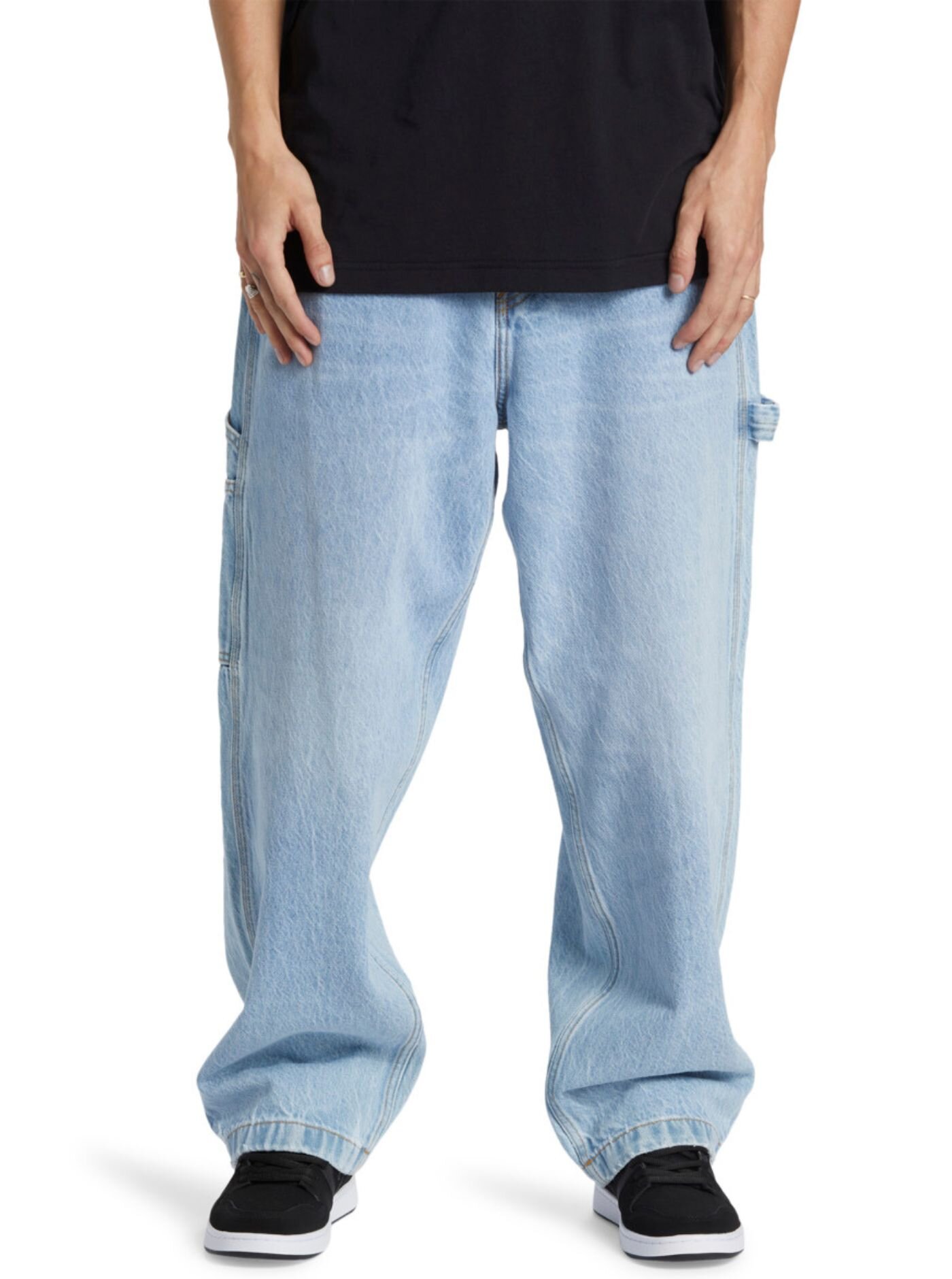 Dc shoes pánské kalhoty Worker Baggy Carpenter Ril Indigo Light | Modrá | Velikost 33 x 34 | 100% bavlna