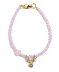 Deers Světle růžový korálkový mini náramek s růženínem