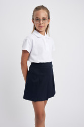DEFACTO Girl White Cotton Short Sleeve Polo Basic School T-Shirt