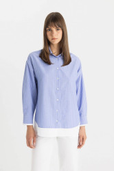 DEFACTO Relax Fit Striped Poplin Long Sleeve Shirt Tunic