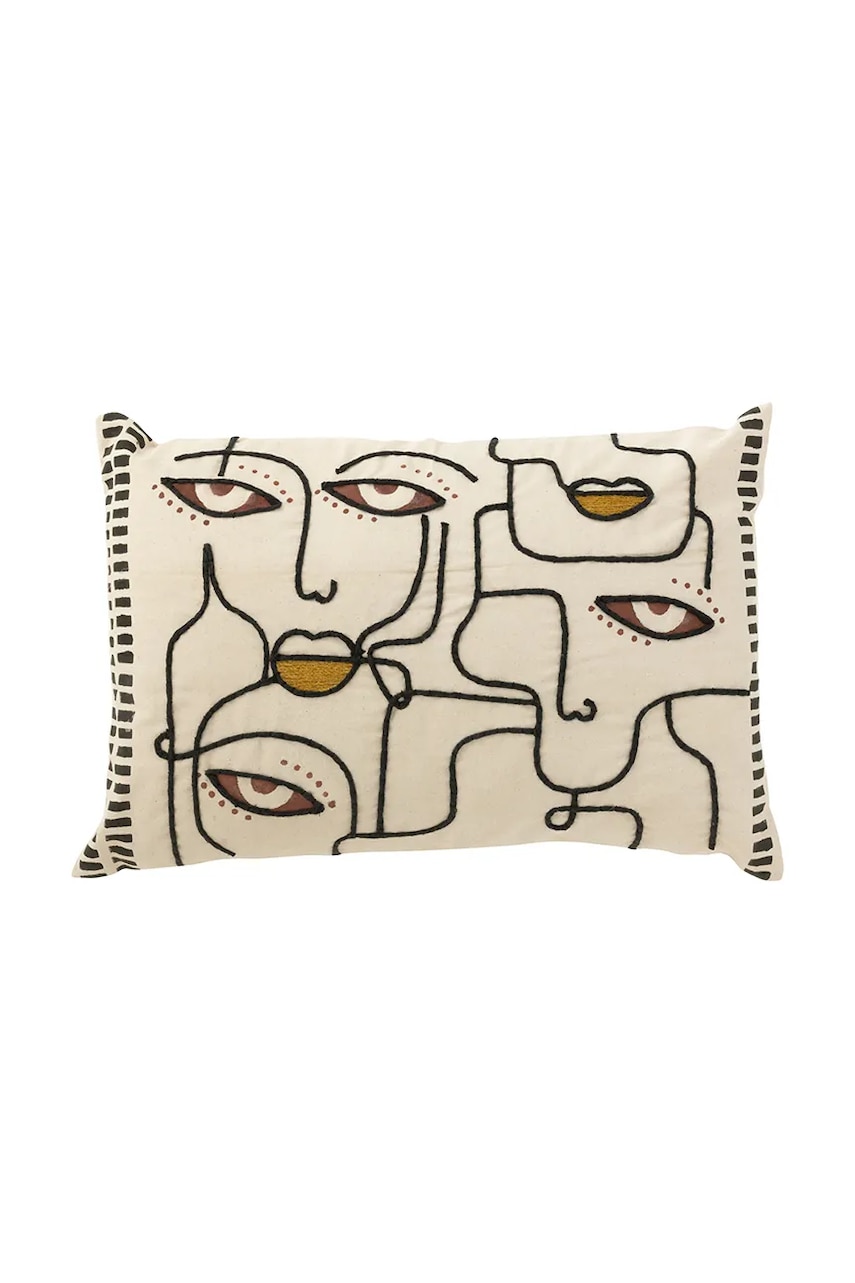 Dekorativní bavlněný polštář J-Line Faces 68 x 40 cm