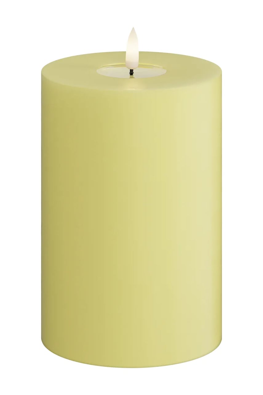 Deluxe Homeart  LED svíčka  Lys Gul Bloklys 10 x 15 cm