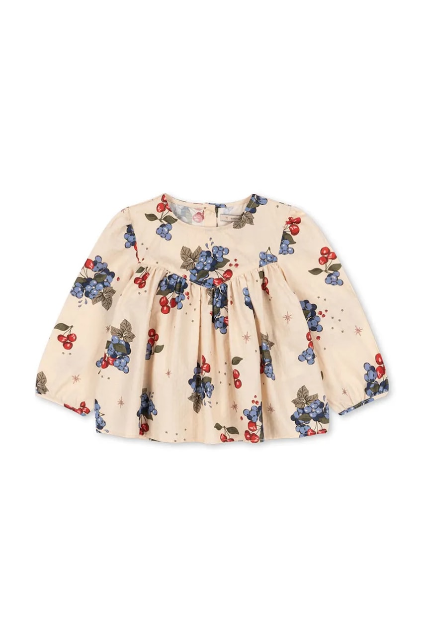 Dětská bavlněná halenka Konges Sløjd AVI LS BLOUSE GOTS béžová barva, vzorovaná, KS104202