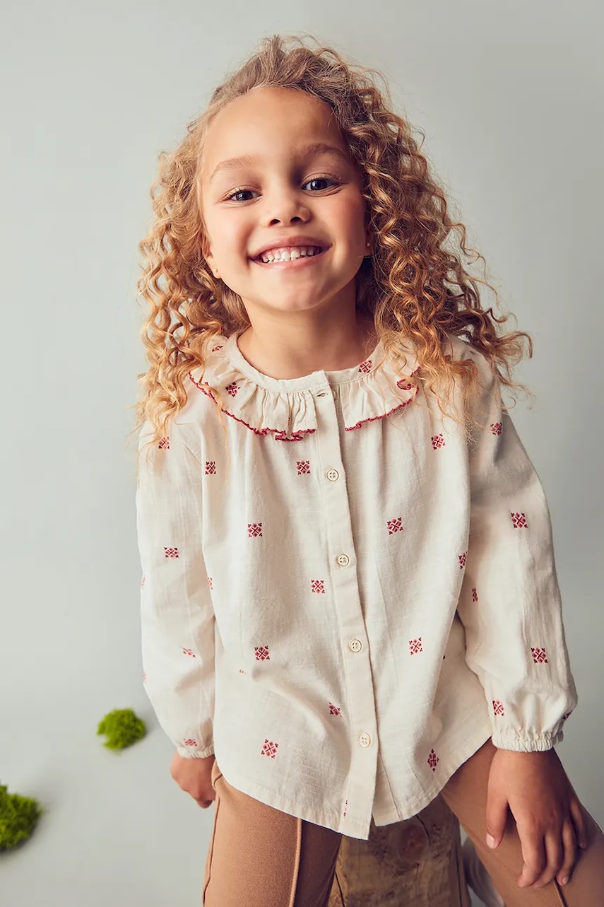 Dětská bavlněná halenka Mayoral béžová barva, vzorovaná, 4132