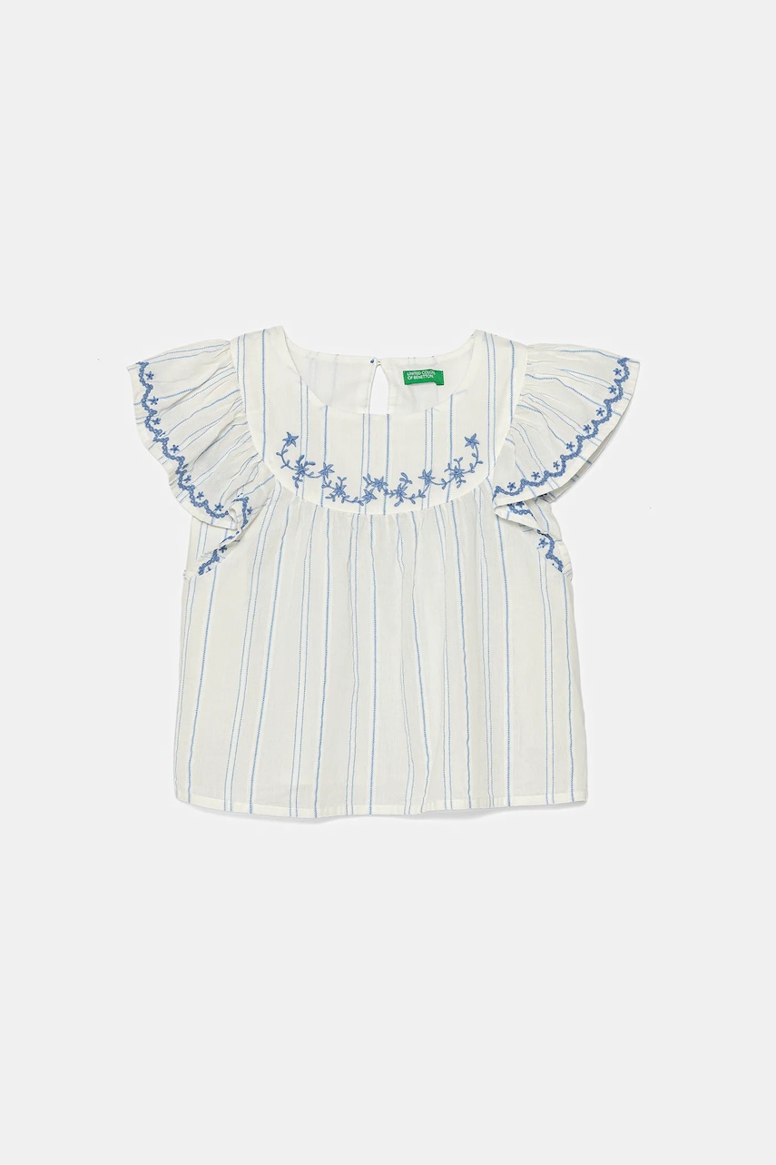 Dětská bavlněná halenka United Colors of Benetton bílá barva, vzorovaná, 54HZGQ02Q