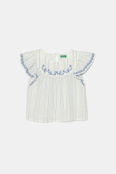 Dětská bavlněná halenka United Colors of Benetton bílá barva, vzorovaná, 54HZGQ02Q