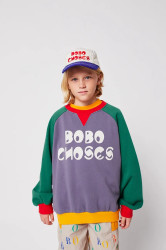 Dětská bavlněná mikina Bobo Choses šedá barva, vzorovaná, 225AC137