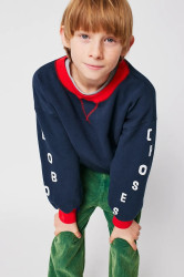 Dětská bavlněná mikina Bobo Choses tmavomodrá barva, s potiskem, 225AC042