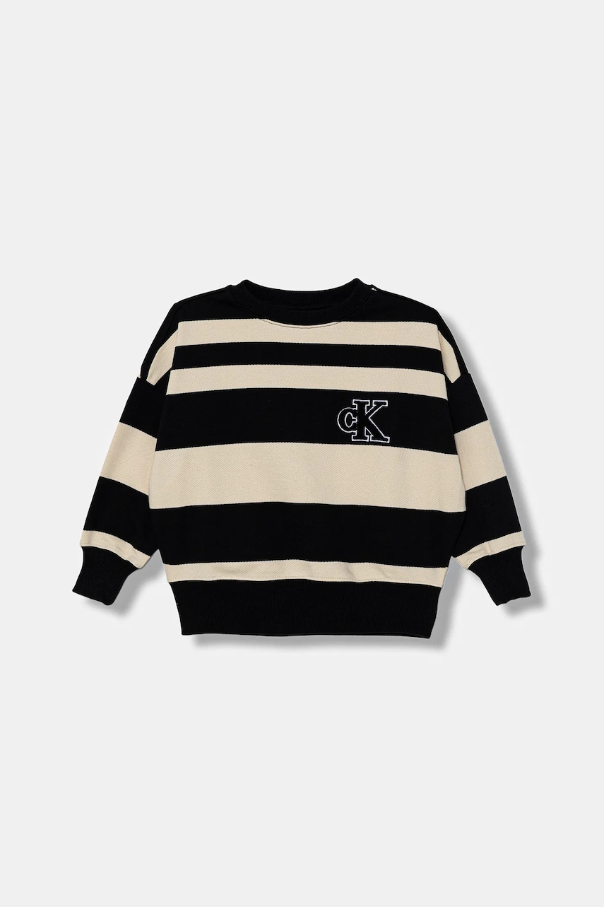 Dětská bavlněná mikina Calvin Klein Jeans černá barva, IB0IB02558