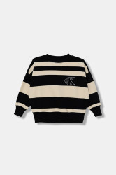 Dětská bavlněná mikina Calvin Klein Jeans černá barva, IB0IB02558