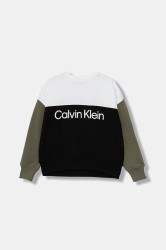 Dětská bavlněná mikina Calvin Klein Jeans černá barva, vzorovaná, IB0IB02523