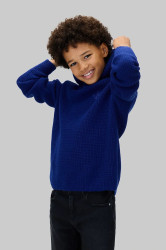 Dětská bavlněná mikina Calvin Klein Jeans modrá barva, s kapucí, IB0IB02577