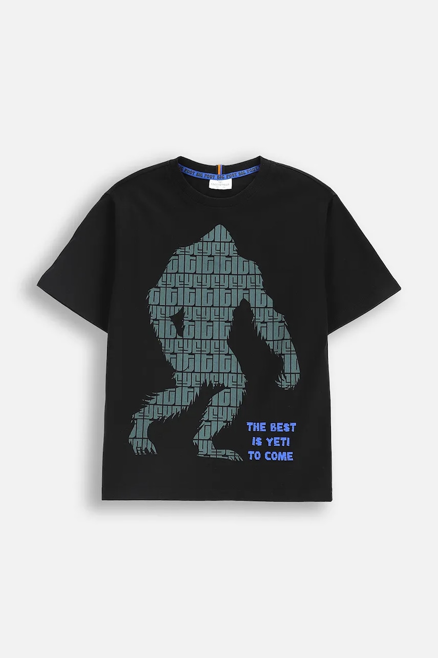 Dětská bavlněná mikina Coccodrillo černá barva, s potiskem, YETI BOY JUNIOR