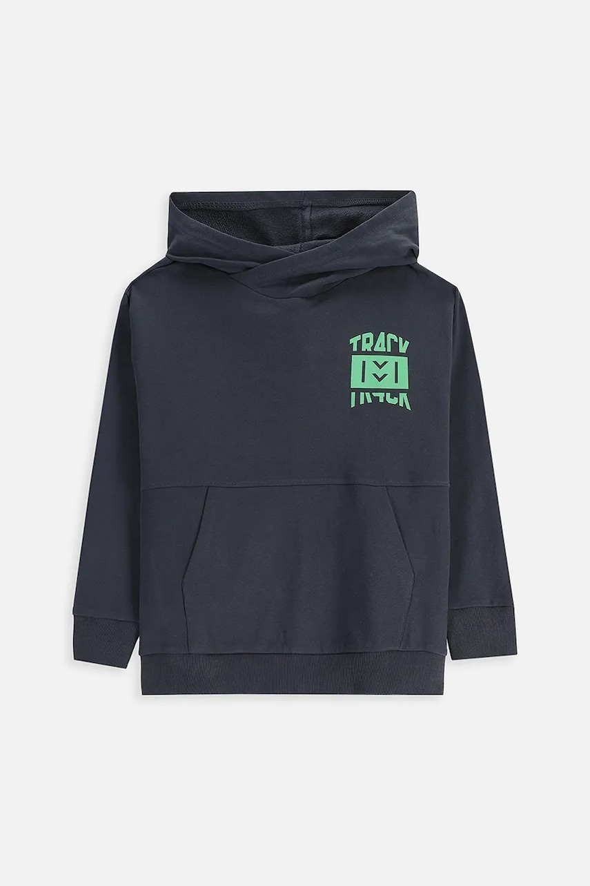 Dětská bavlněná mikina Coccodrillo šedá barva, s kapucí, s potiskem, EVERYDAY BOY A