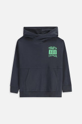 Dětská bavlněná mikina Coccodrillo šedá barva, s kapucí, s potiskem, EVERYDAY BOY A