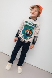 Dětská bavlněná mikina Coccodrillo šedá barva, vzorovaná, YETI BOY KIDS