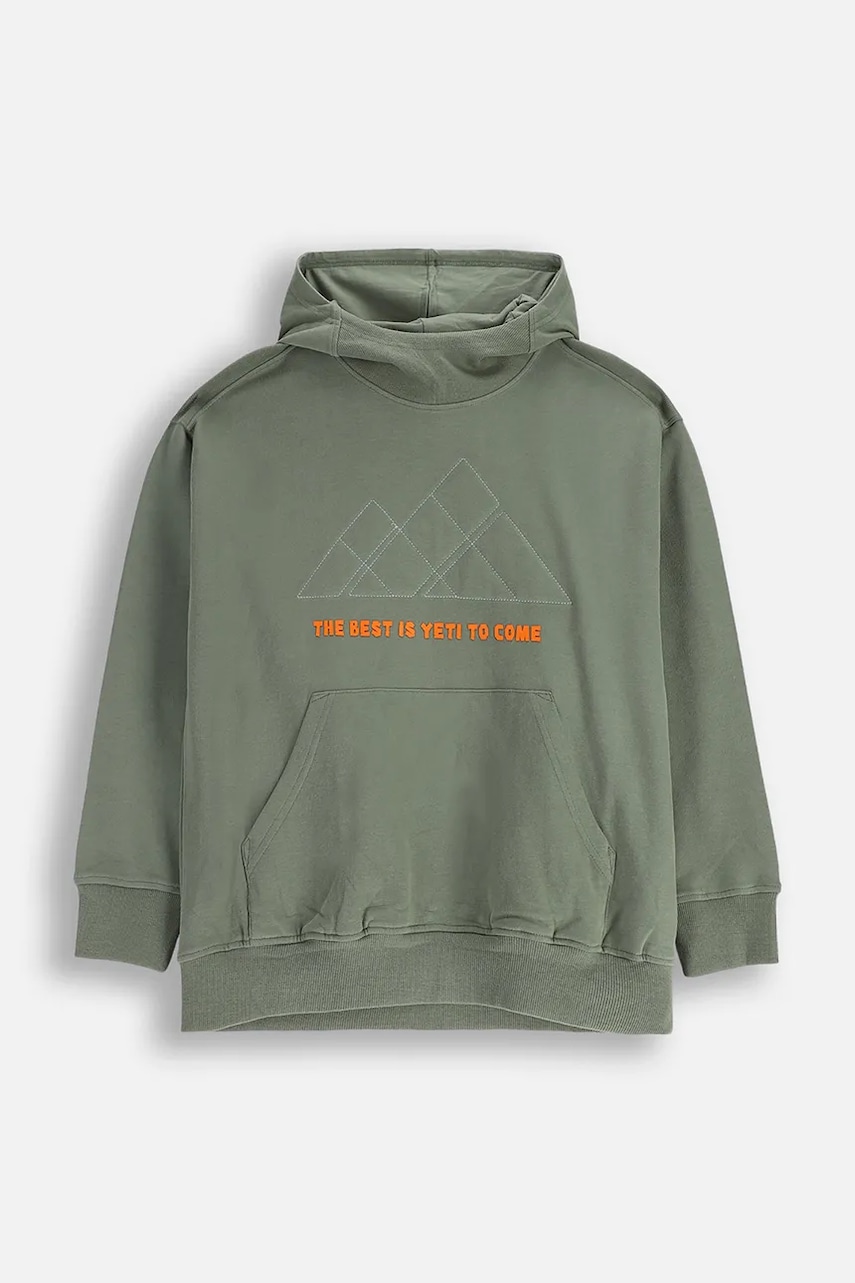 Dětská bavlněná mikina Coccodrillo zelená barva, hladká, YETI BOY JUNIOR