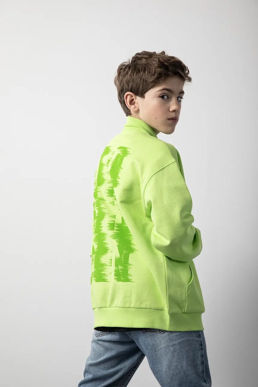 Dětská bavlněná mikina Coccodrillo zelená barva, s kapucí, s potiskem, X-RAY VISION BOY JUNIOR