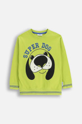 Dětská bavlněná mikina Coccodrillo zelená barva, s potiskem, ACADEMY BOY KIDS