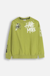 Dětská bavlněná mikina Coccodrillo zelená barva, s potiskem, SPORTS BOY JUNIOR