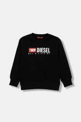 Dětská bavlněná mikina Diesel SDROPS OVER SWEAT-SHIRT černá barva, s potiskem, J02483