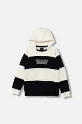 Dětská bavlněná mikina Emporio Armani tmavomodrá barva, s kapucí, vzorovaná, EB000770 AF16135