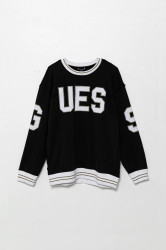 Dětská bavlněná mikina Guess černá barva, s aplikací, L5GQ04 KA6R4