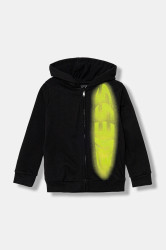 Dětská bavlněná mikina Guess černá barva, s kapucí, s potiskem, N5YQ08 KAD74