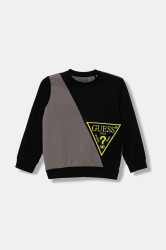 Dětská bavlněná mikina Guess černá barva, vzorovaná, N5YQ04 KA6R4