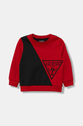 Dětská bavlněná mikina Guess červená barva, vzorovaná, N5YQ04 KA6R4