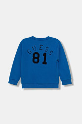 Dětská bavlněná mikina Guess modrá barva, s aplikací, N5YQ03 KAD74