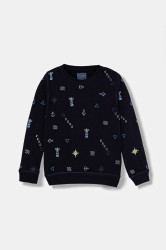 Dětská bavlněná mikina Guess tmavomodrá barva, vzorovaná, N5BQ03 KAX74