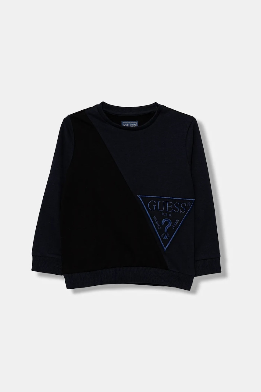 Dětská bavlněná mikina Guess tmavomodrá barva, vzorovaná, N5YQ04 KA6R4