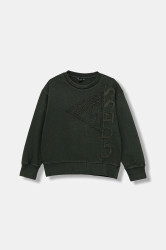 Dětská bavlněná mikina Guess zelená barva, s aplikací, L5BQ08 KAD74