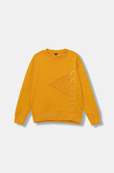 Dětská bavlněná mikina Guess žlutá barva, s aplikací, L5BQ08 KAD74