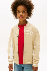 Dětská bavlněná mikina Tommy Hilfiger hnědá barva, s potiskem, KB0KB09745