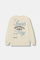 Dětská bavlněná mikina United Colors of Benetton béžová barva, hladká, 3J68C10QK