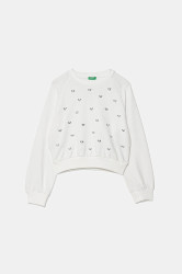 Dětská bavlněná mikina United Colors of Benetton bílá barva, s aplikací, 3J70C10O2