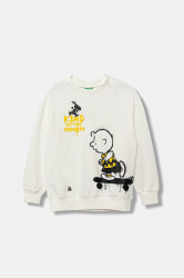 Dětská bavlněná mikina United Colors of Benetton bílá barva, s potiskem, 3J70C10R4