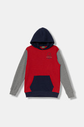 Dětská bavlněná mikina United Colors of Benetton červená barva, s kapucí, s potiskem, 3J68C204V