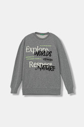 Dětská bavlněná mikina United Colors of Benetton šedá barva, hladká, 3J68C10QK