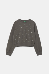 Dětská bavlněná mikina United Colors of Benetton šedá barva, s aplikací, 3J70C10O2