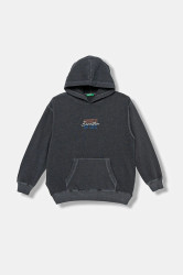 Dětská bavlněná mikina United Colors of Benetton šedá barva, s kapucí, s potiskem, 3WITC2054