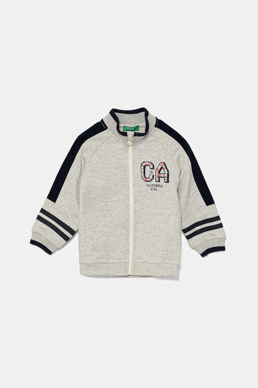 Dětská bavlněná mikina United Colors of Benetton šedá barva, vzorovaná, 3BC1G503R