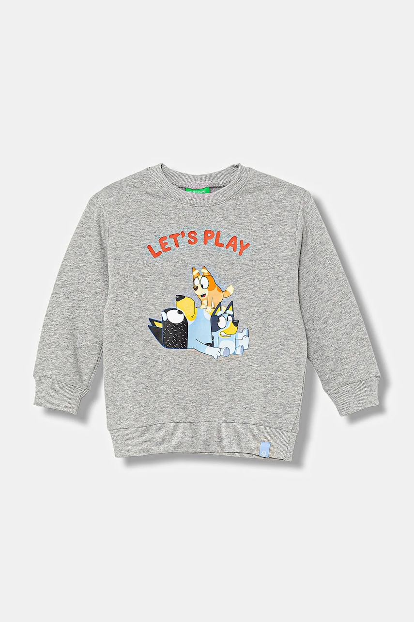 Dětská bavlněná mikina United Colors of Benetton šedá barva, vzorovaná, 3J70G10KF